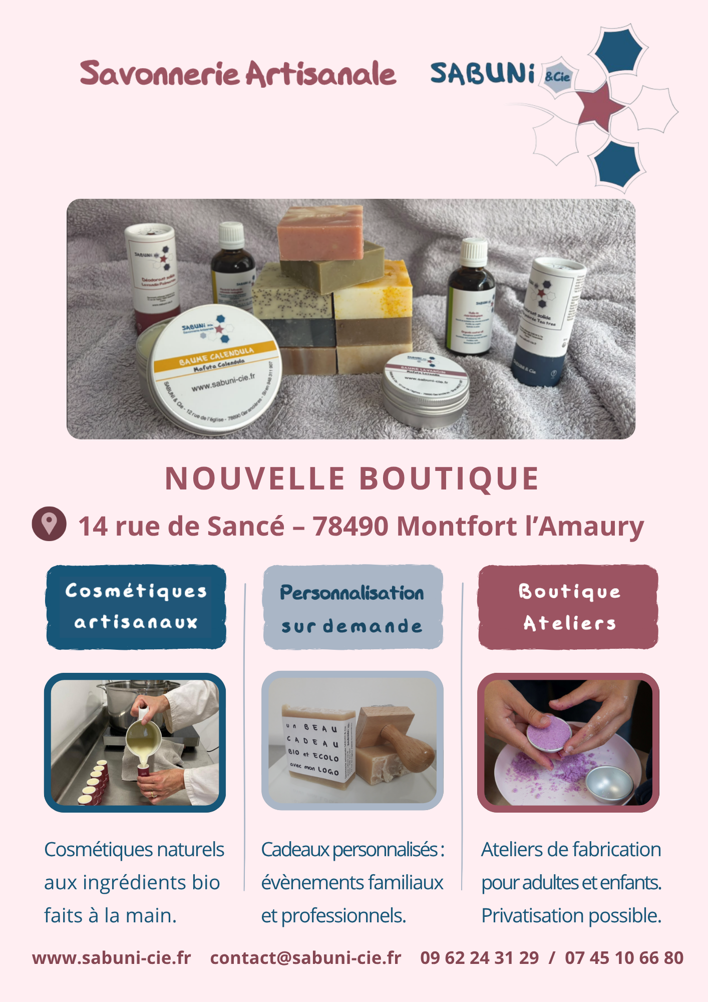 Flyer de présentation de la savonnerie artisanale Sabuni & Cie